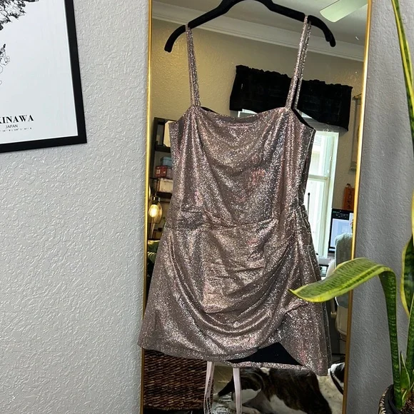 House of CB ‘Socorro’ Sparkle Mini Drape Dress NWT - Picture 2 of 7